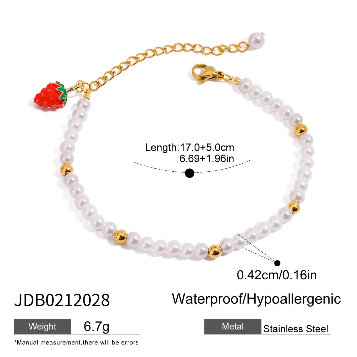 Bracelet fraise & cerise – Fantaisie fruitée
