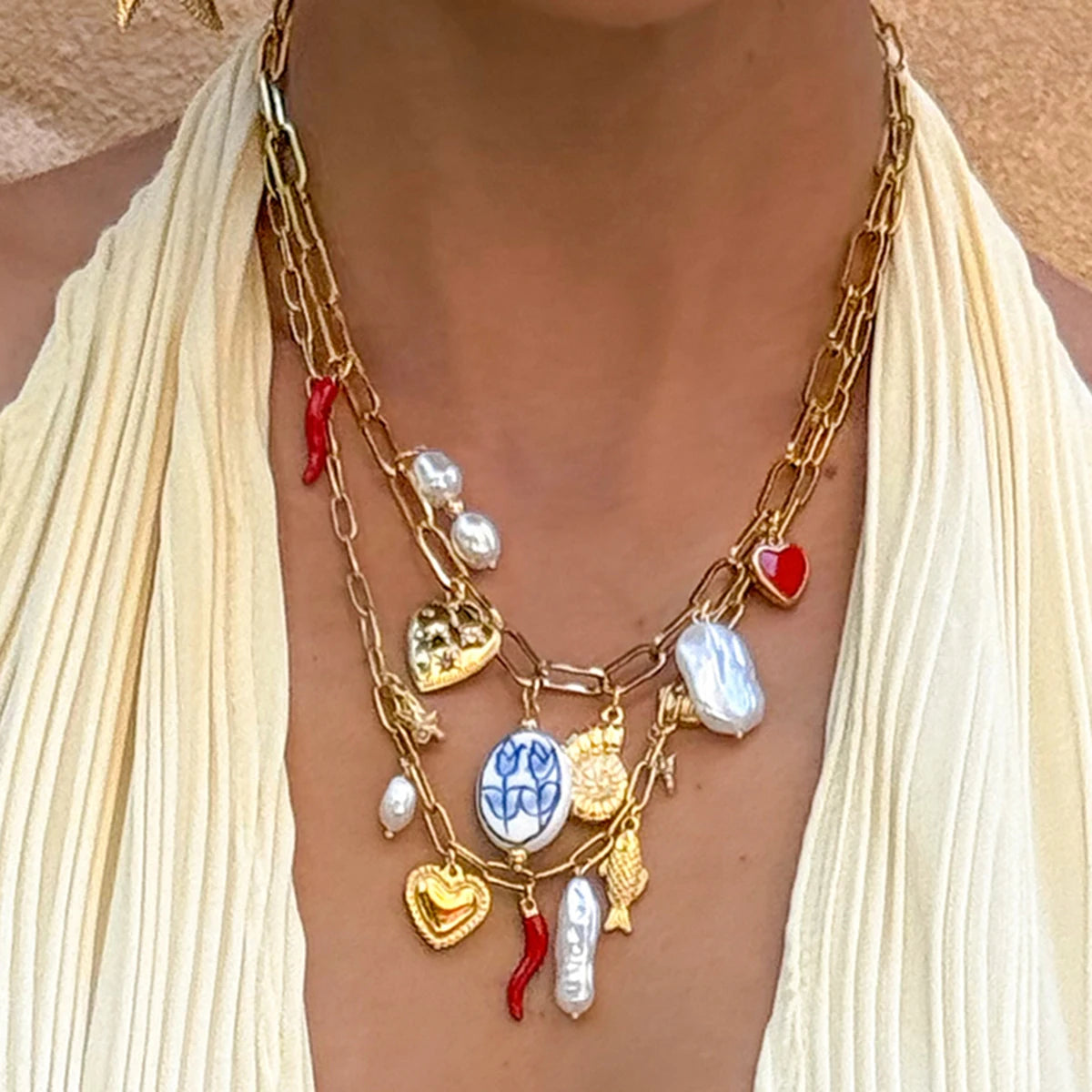 Collier croix multicolore & étoiles – Vibe bohème