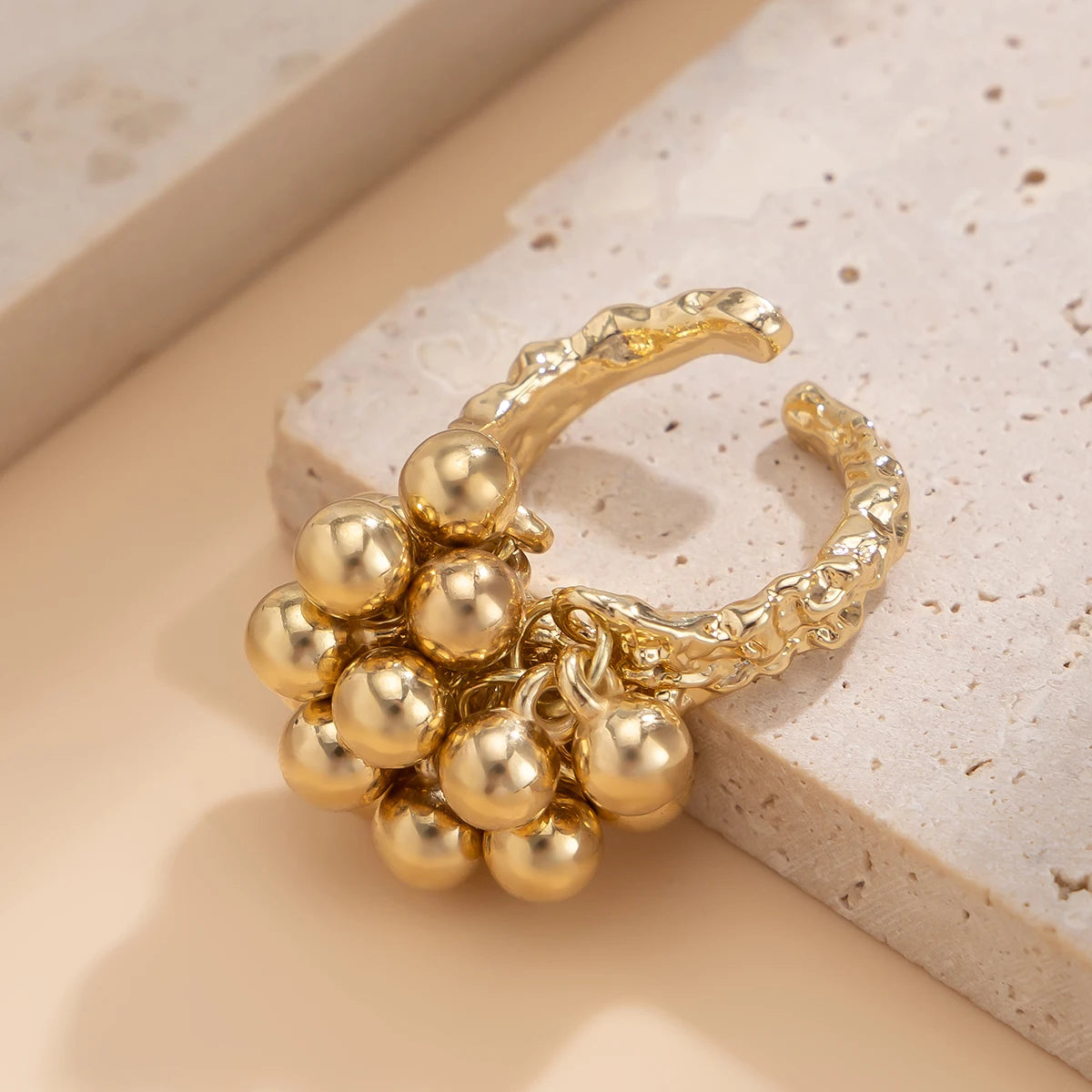 Bague boule métal Salircon – Style Punk Minimaliste