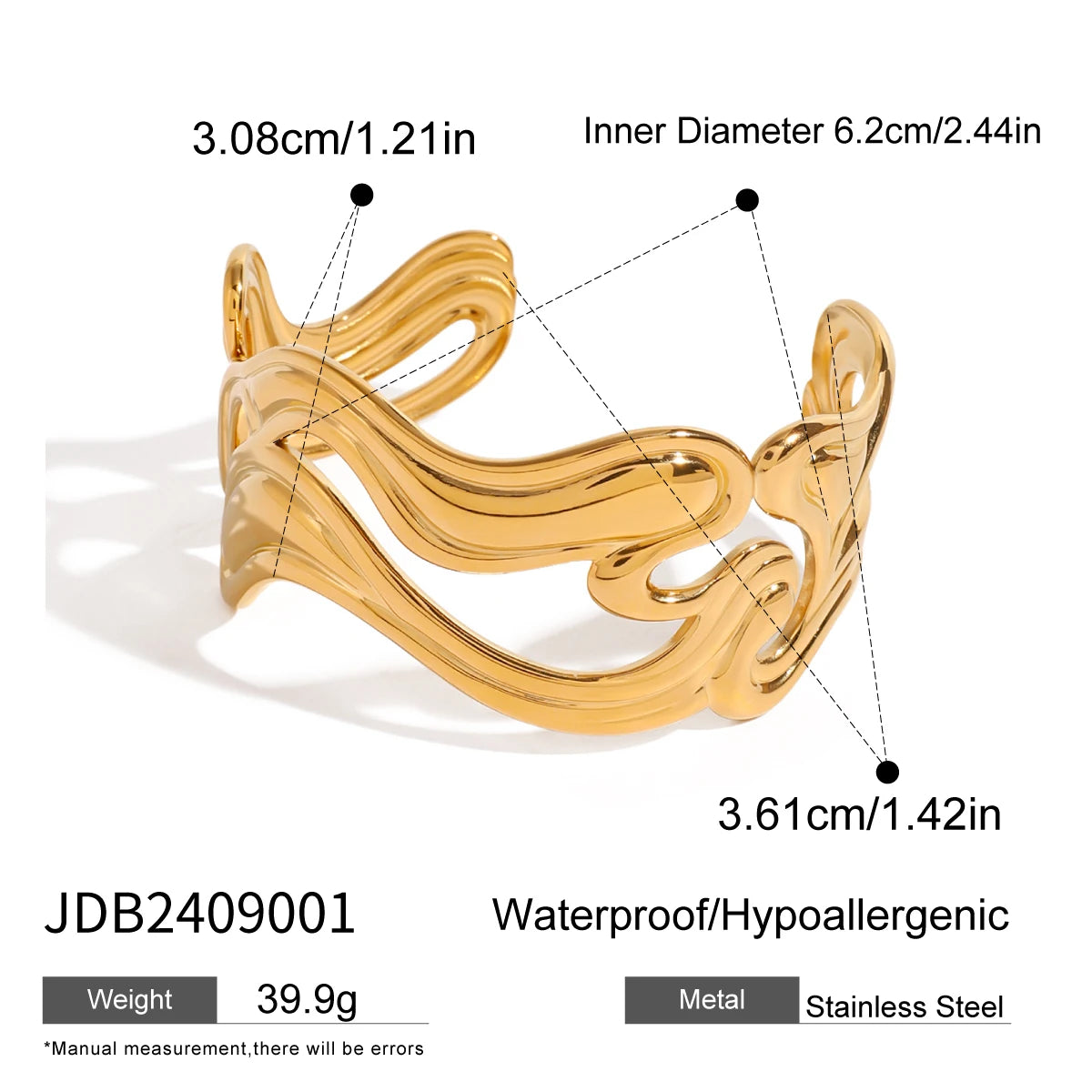 Bracelet nervuré large – Tendance urbaine