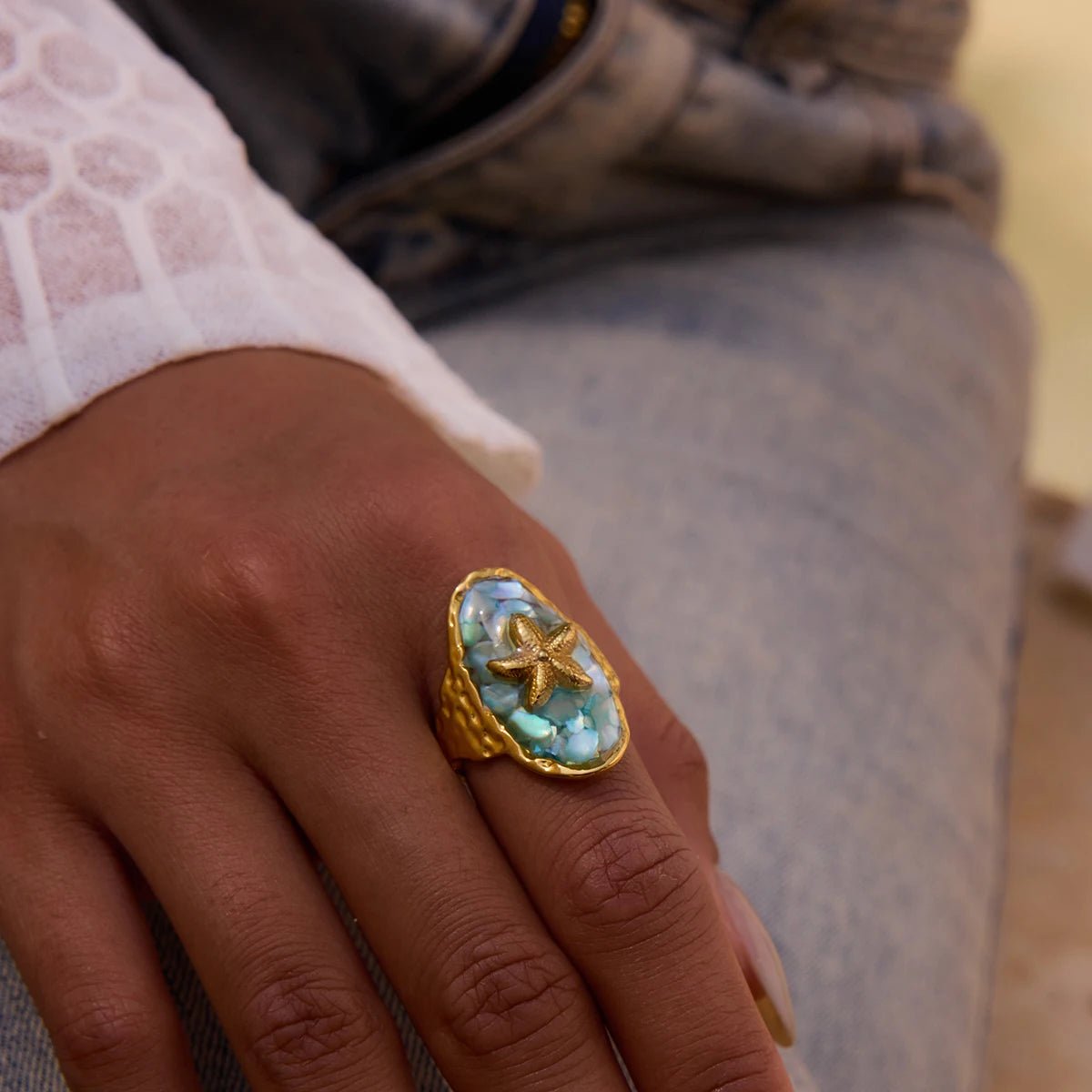 Bague étoile de mer & coquillage – Inspiration bord de mer