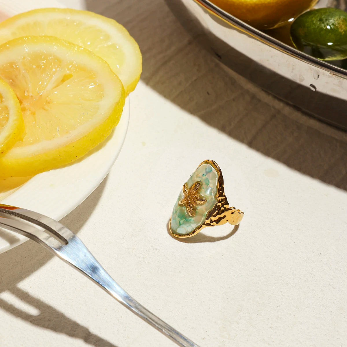 Bague étoile de mer & coquillage – Inspiration bord de mer