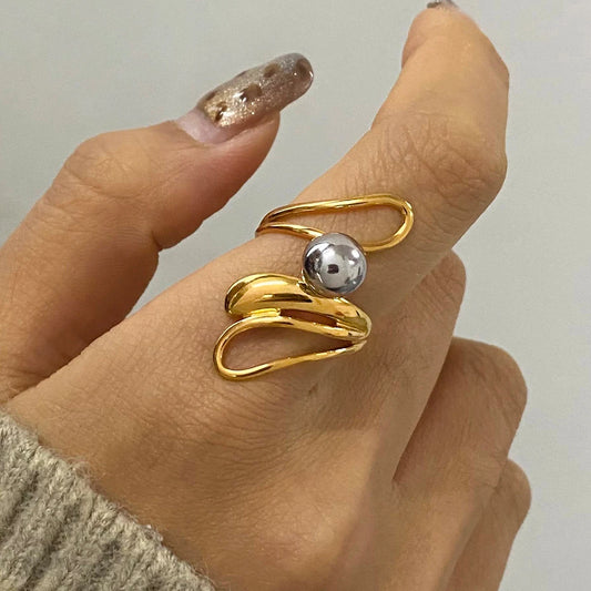 Bague ajourée boule métal – Design irrégulier & audacieux