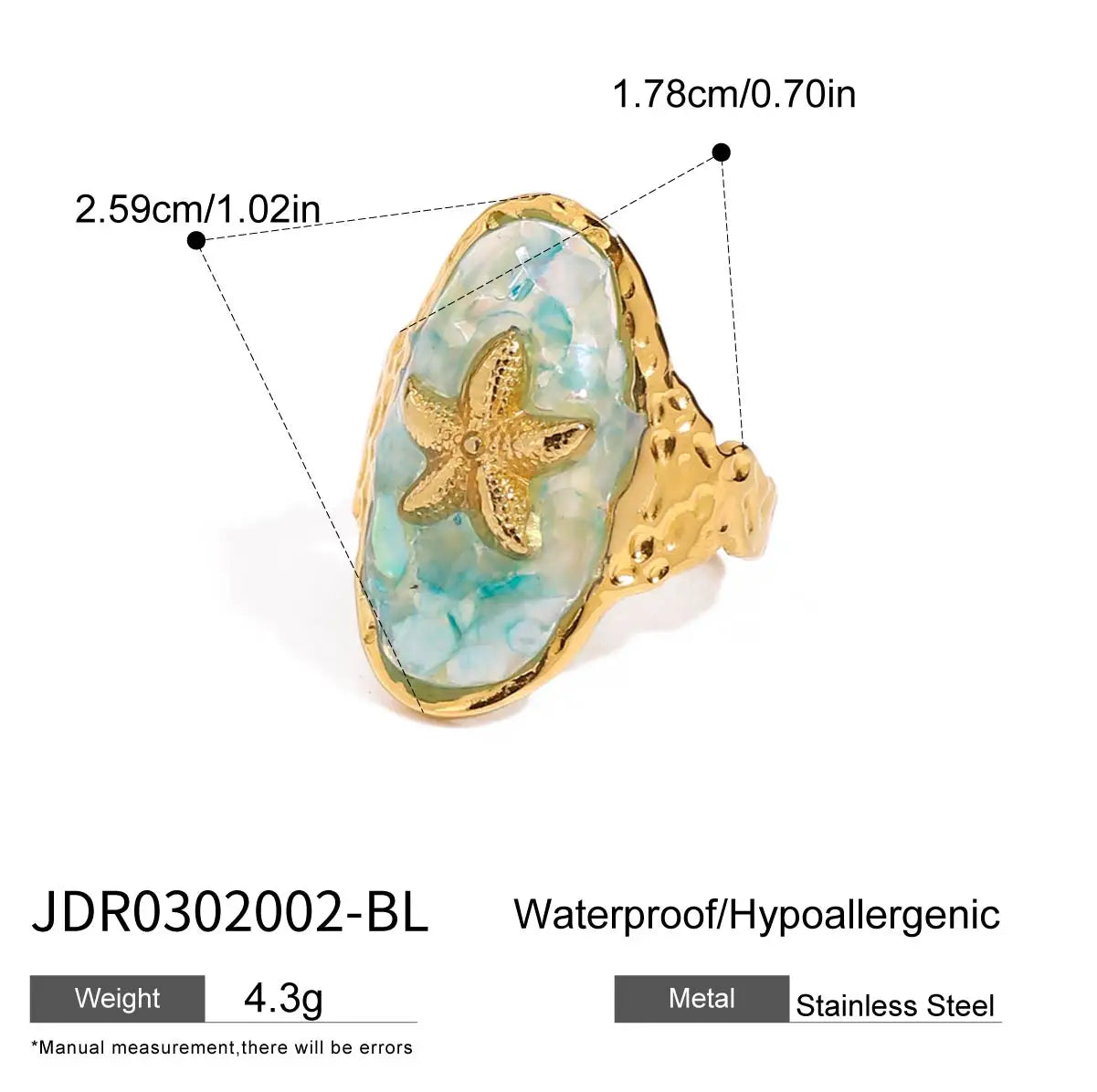 Bague étoile de mer & coquillage – Inspiration bord de mer
