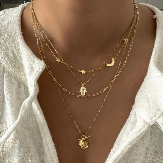 Collier bohème cristal multicouche