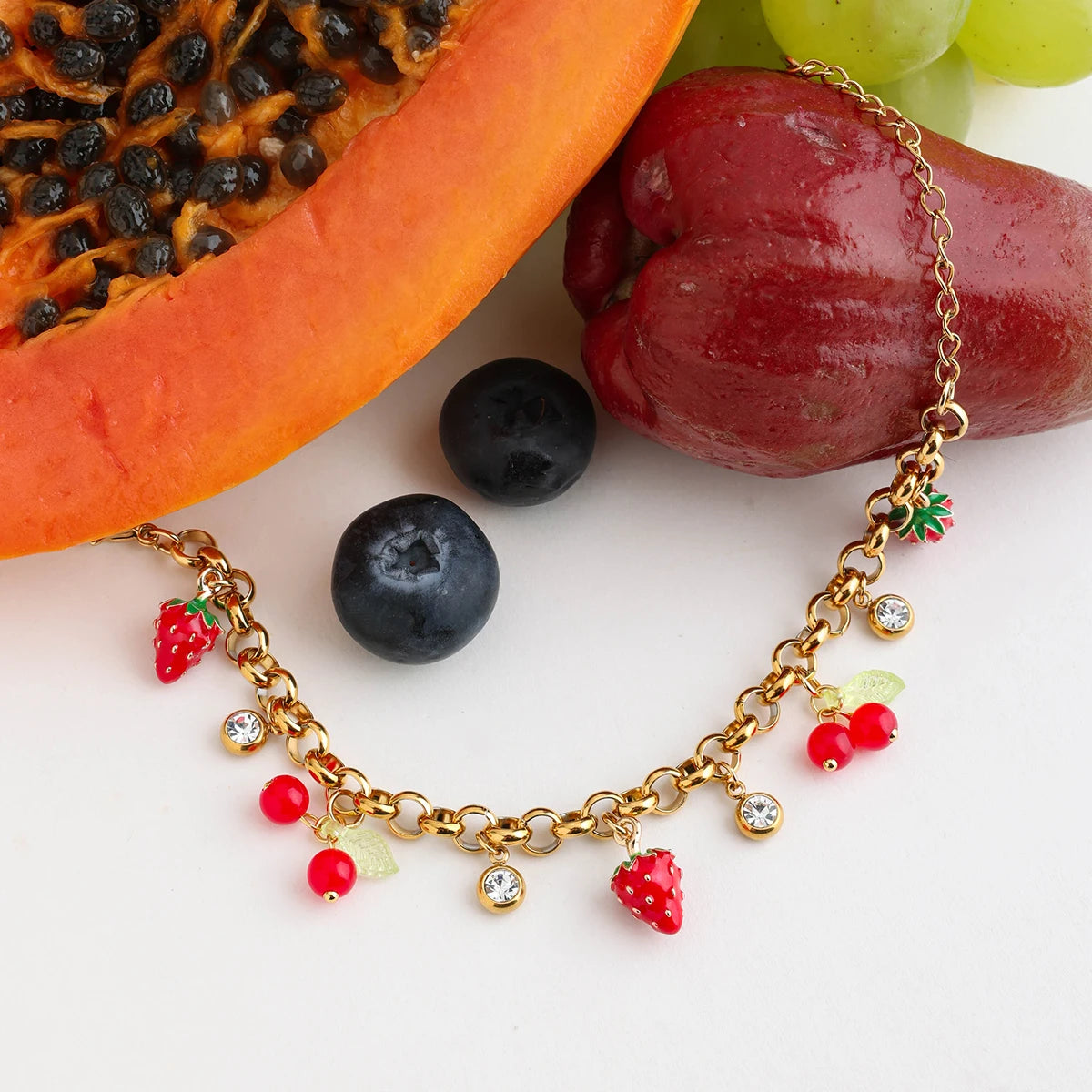 Bracelet fraise & cerise – Fantaisie fruitée