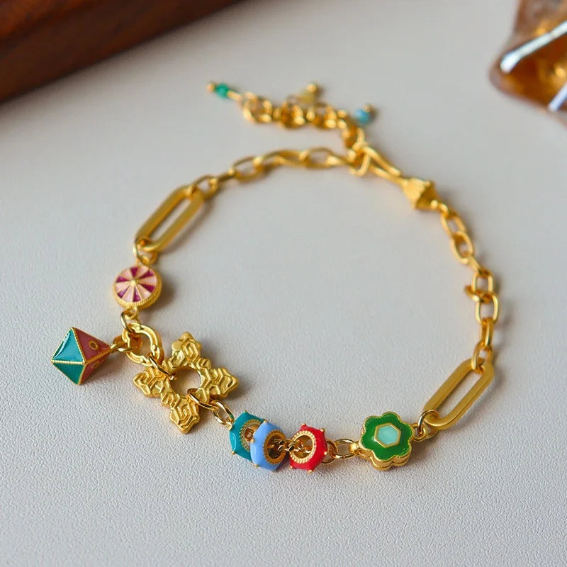 Bracelet chaîne émaillée multicolore – Tendances estivales à votre poignet