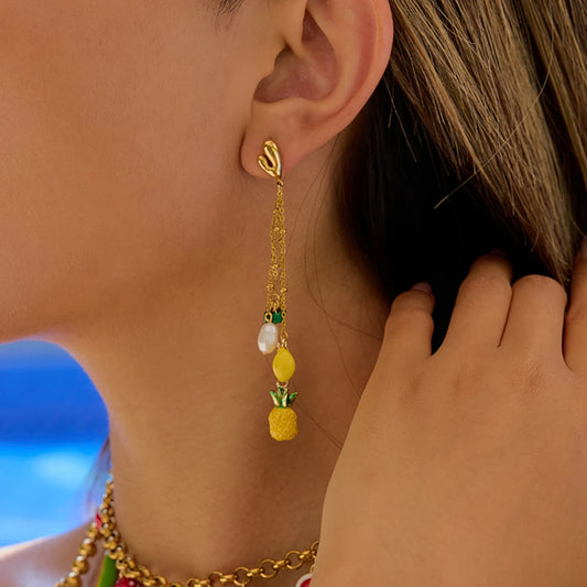 Boucles d’oreilles fruits & perles – Fraîcheur estivale