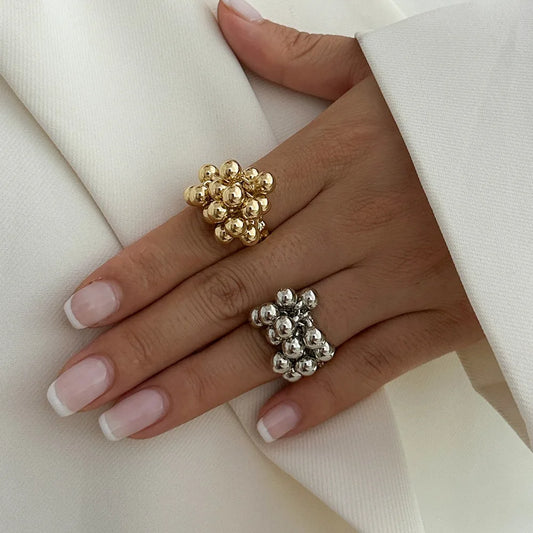 Bague boule métal Salircon – Style Punk Minimaliste