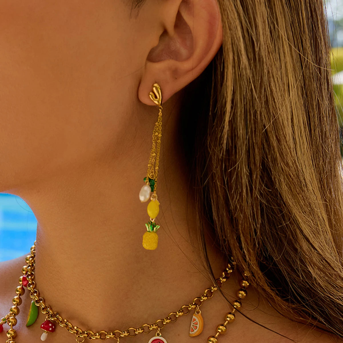 Boucles d’oreilles fruits & perles – Fraîcheur estivale