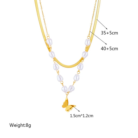 Collier papillon double couche