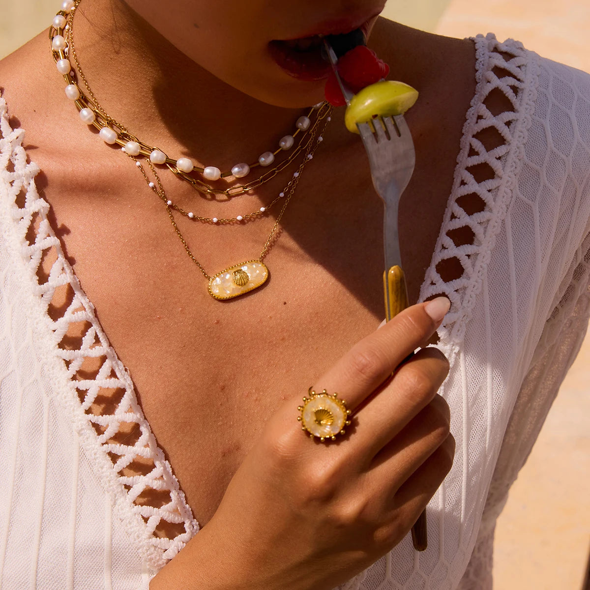 Collier coquillage multicolore – Style marin revisité