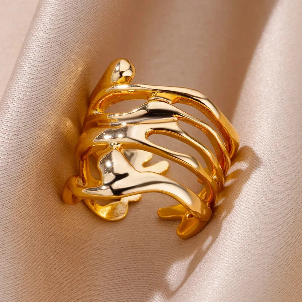 Bague large creuse inox