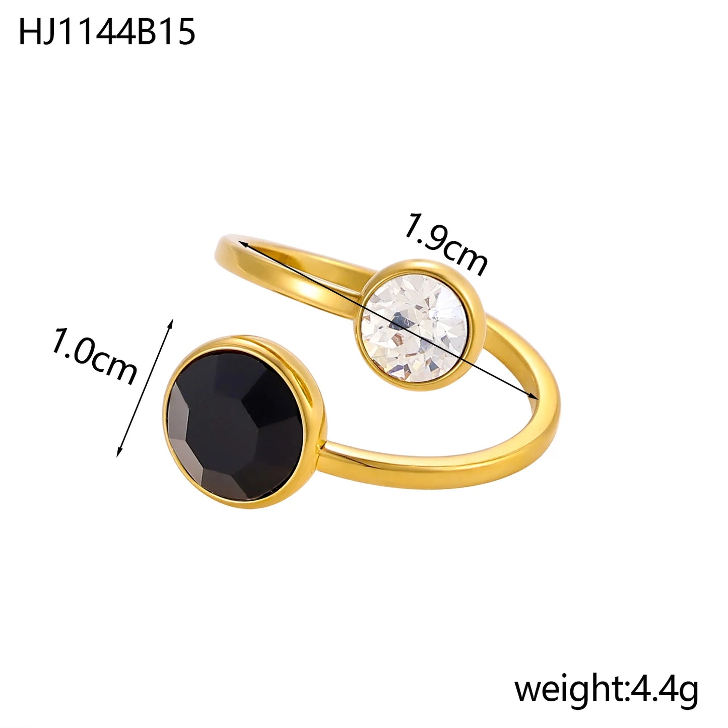 Bague ouverte zircon chic – Élégance dorée au quotidien