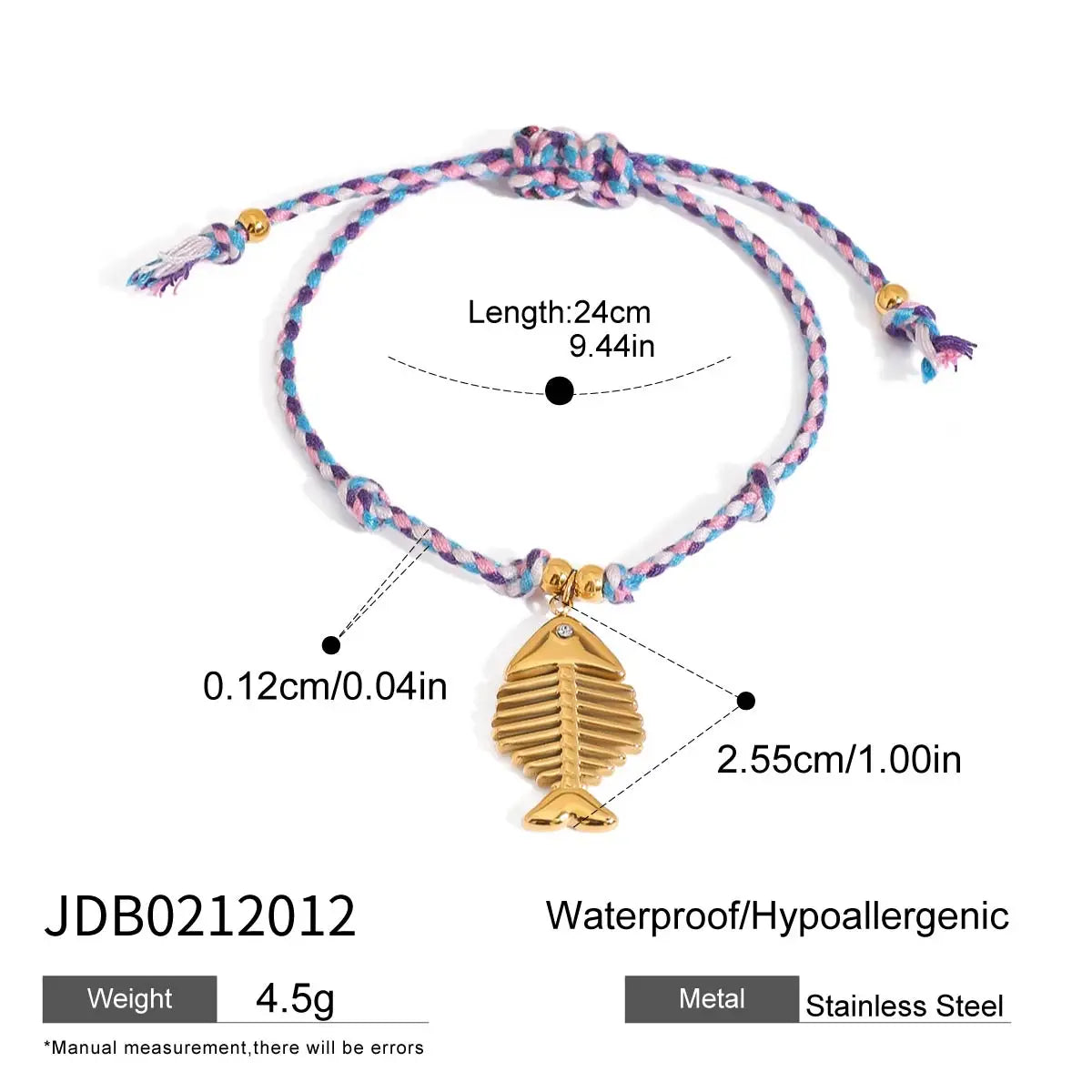 Bracelet pendentif doré & multicolore – Douceur marine