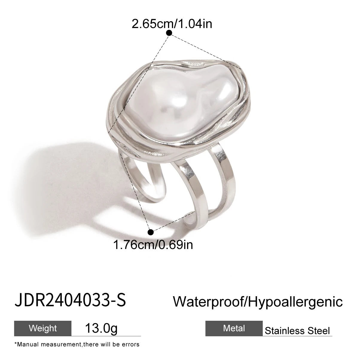 Bague perle baroque & résine – Un charme bohème signé Linie