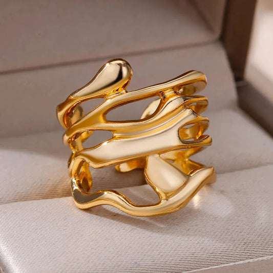 Bague large creuse inox