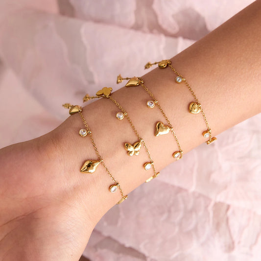 Bracelet papillon, cœur & zircon – Féminin & brillant