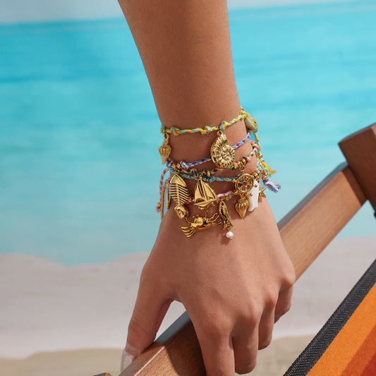 Bracelet pendentif doré & multicolore – Douceur marine