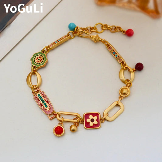 Bracelet chaîne émaillée multicolore – Tendances estivales à votre poignet