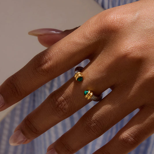 Bague & bracelet pierre malachite – Élégance naturelle