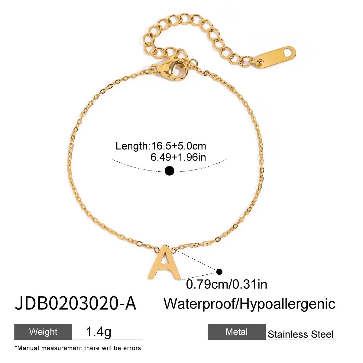 Bracelet chaîne lettre initiale – Bijou à personnaliser