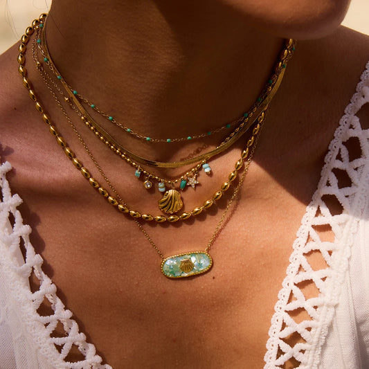 Collier coquillage multicolore – Style marin revisité