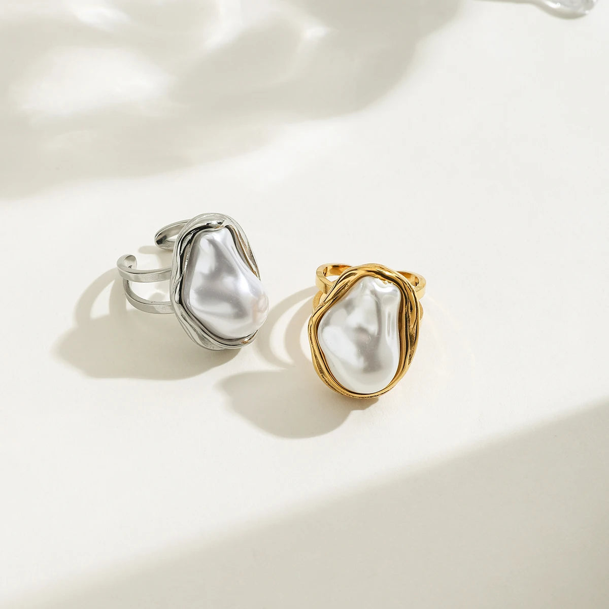 Bague perle baroque & résine – Un charme bohème signé Linie