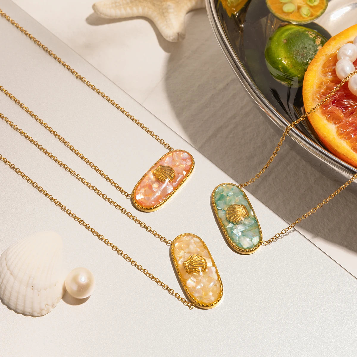 Collier coquillage multicolore – Style marin revisité